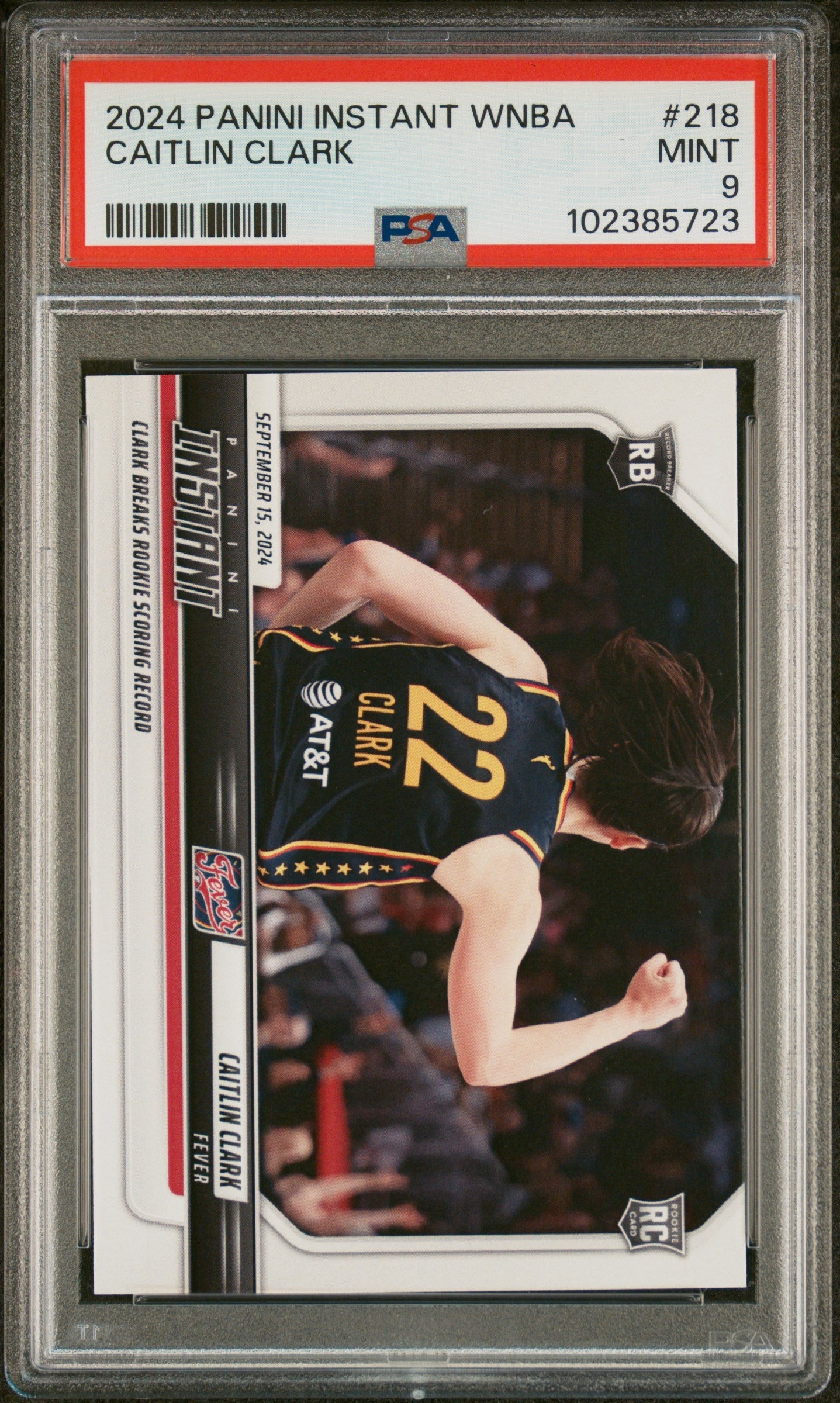 Graded 2024 Panini Instant WNBA Caitlin Clark #218 Rookie RC Basketball Card PSA 9 Mint
