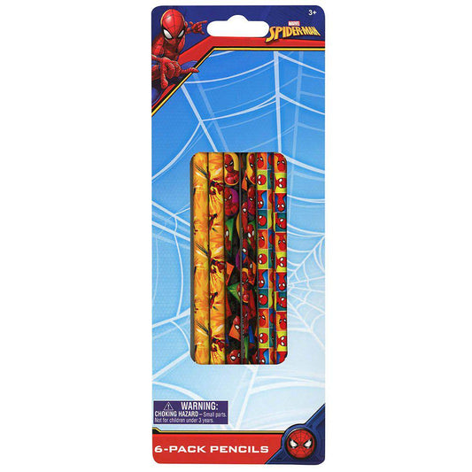 Spiderman 6 Pack Pencils on blister card