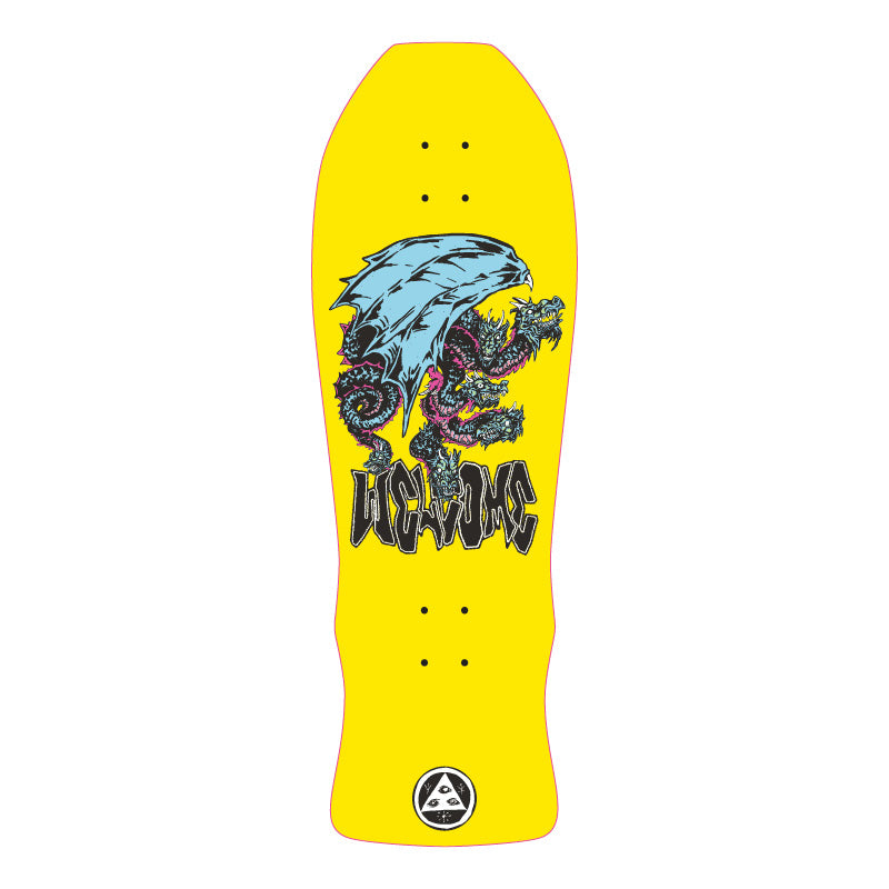 Welcome Dragon on Early Grab Yellow Skateboard Deck