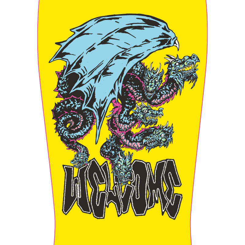 Welcome Dragon on Early Grab Yellow Skateboard Deck