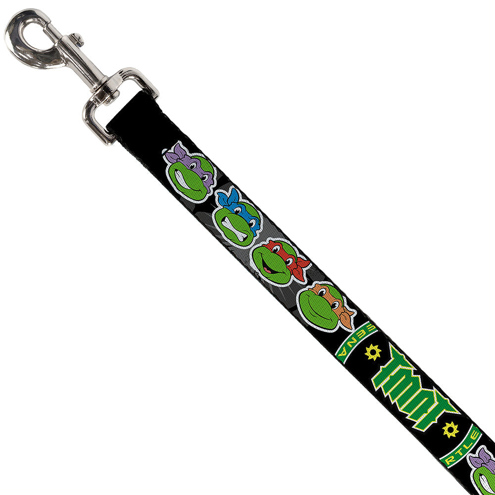 Dog Leash - Classic Teenage Mutant Ninja Turtles Group Faces/TMNT/Ninja Star Black/Green