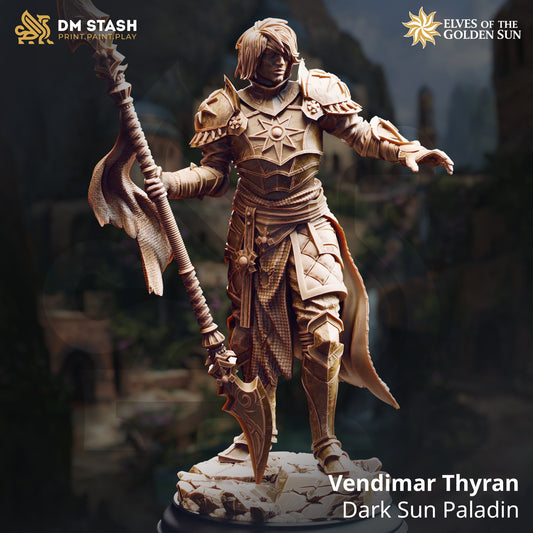 Vendimar Thyran, Dark Sun Paladin (Male Sun Elf Paladin)