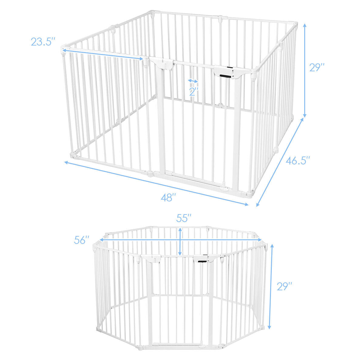 Versatile 8-Panel Metal Play Yard and Pet Barrier with Adjustable Wall Mount