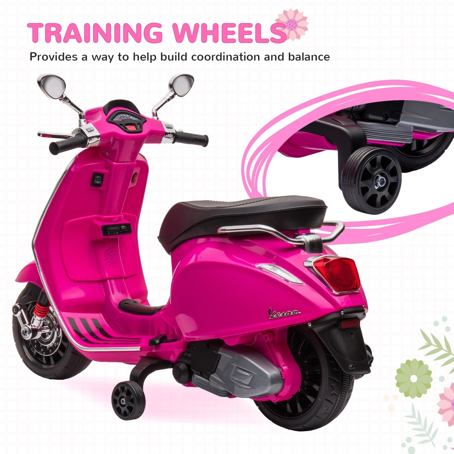 Licensed Pink Electric Kids Motorcycle with Music and FM Radio