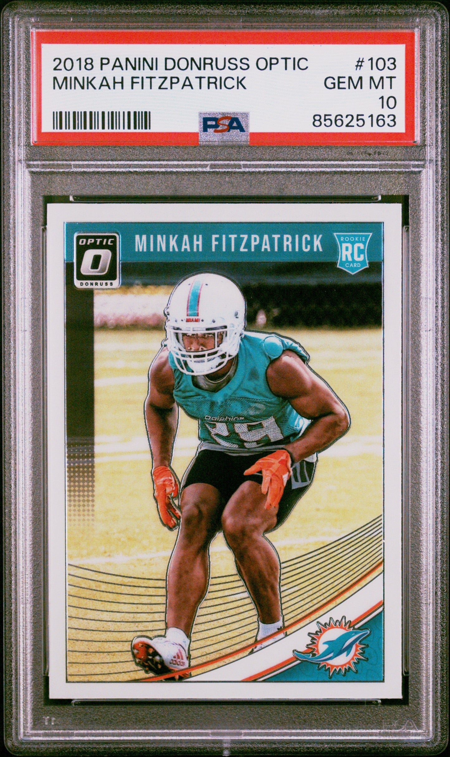 Graded 2018 Panini Donruss Optic Minkah Fitzpatrick #103 Rookie RC Football Card PSA 10 Gem Mint