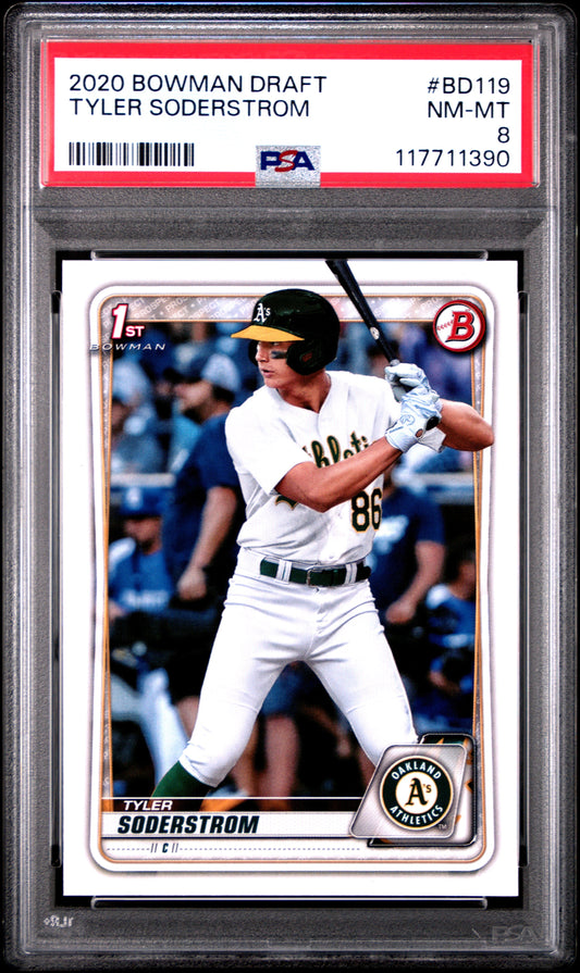 Graded 2020 Topps Bowman Draft Tyler Soderstrom #BD119 Rookie RC Baseball Card PSA 8 Near Mint