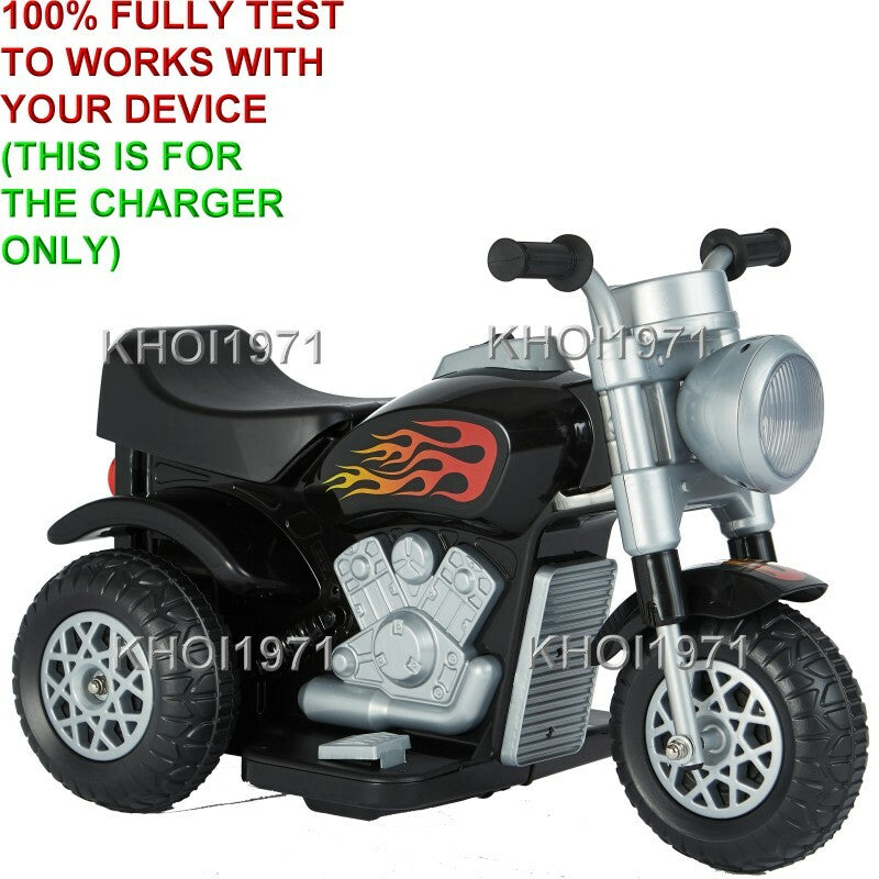 AC Wall Charger Adapter for 6V Battery 3-Wheel Ride-On Motorcycle – Pink and Black Options