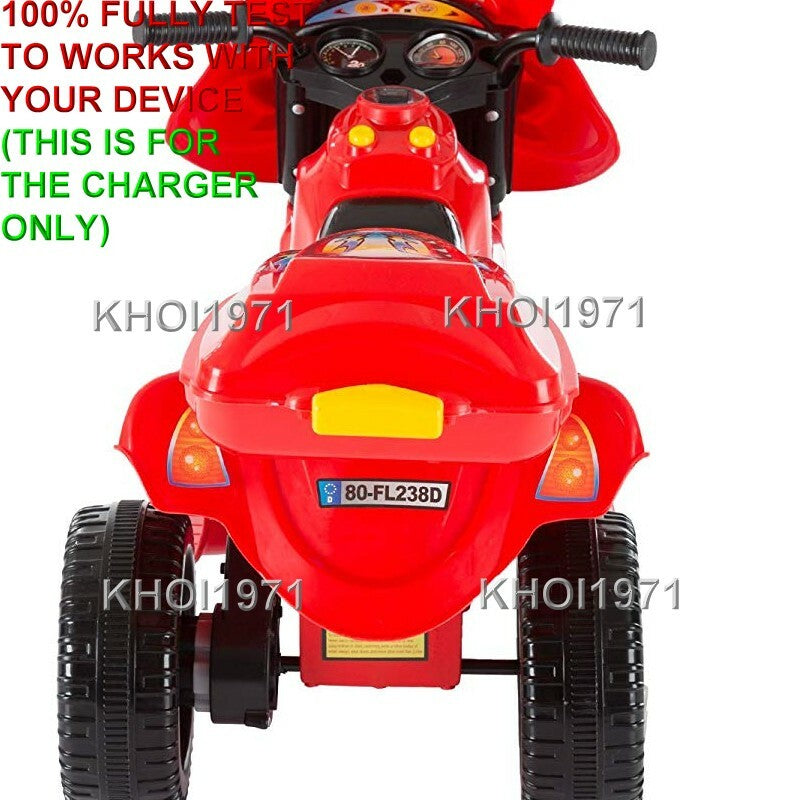 AC Wall Charger Adapter for 3-Wheel Little Rider Trike Motorcycle Ride-On Toy