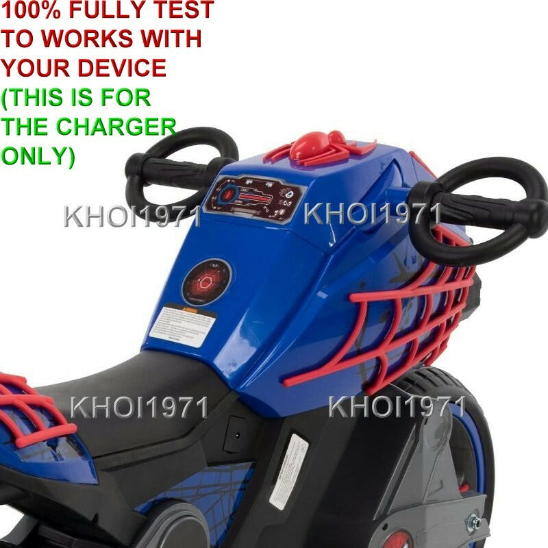 AC Wall Charger Adapter for Marvel Spider-Man Ride-On Motorcycle Model 17169