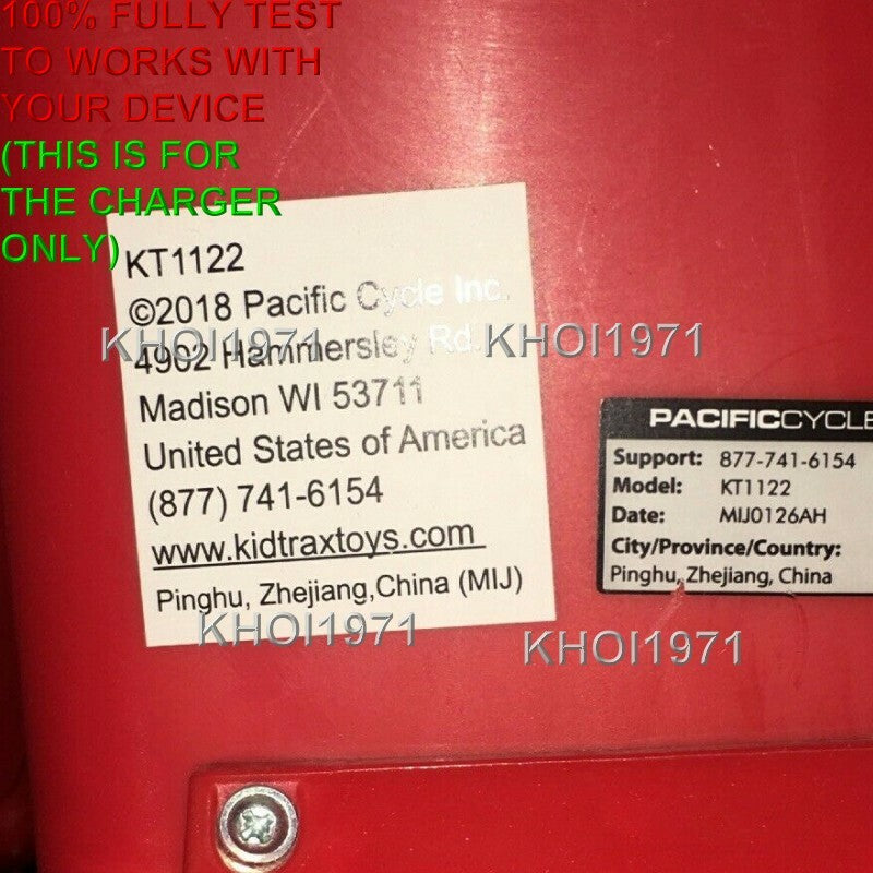 AC Wall Charger Adapter for KT1122 and KT1122TR Pacific Cycle Mickey Mouse Ride-On Toy