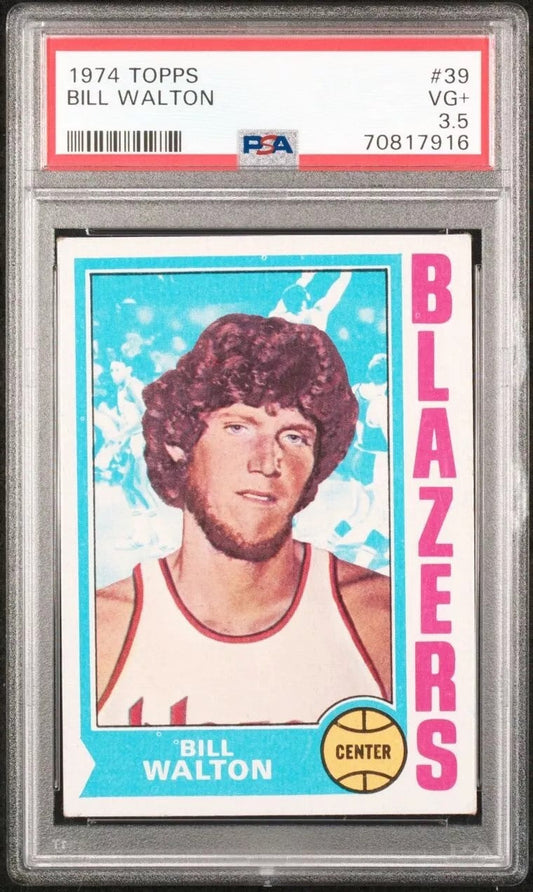 Graded 1974 Topps Bill Walton #39 Rookie RC Basketball Card PSA 3.5 Very Good +