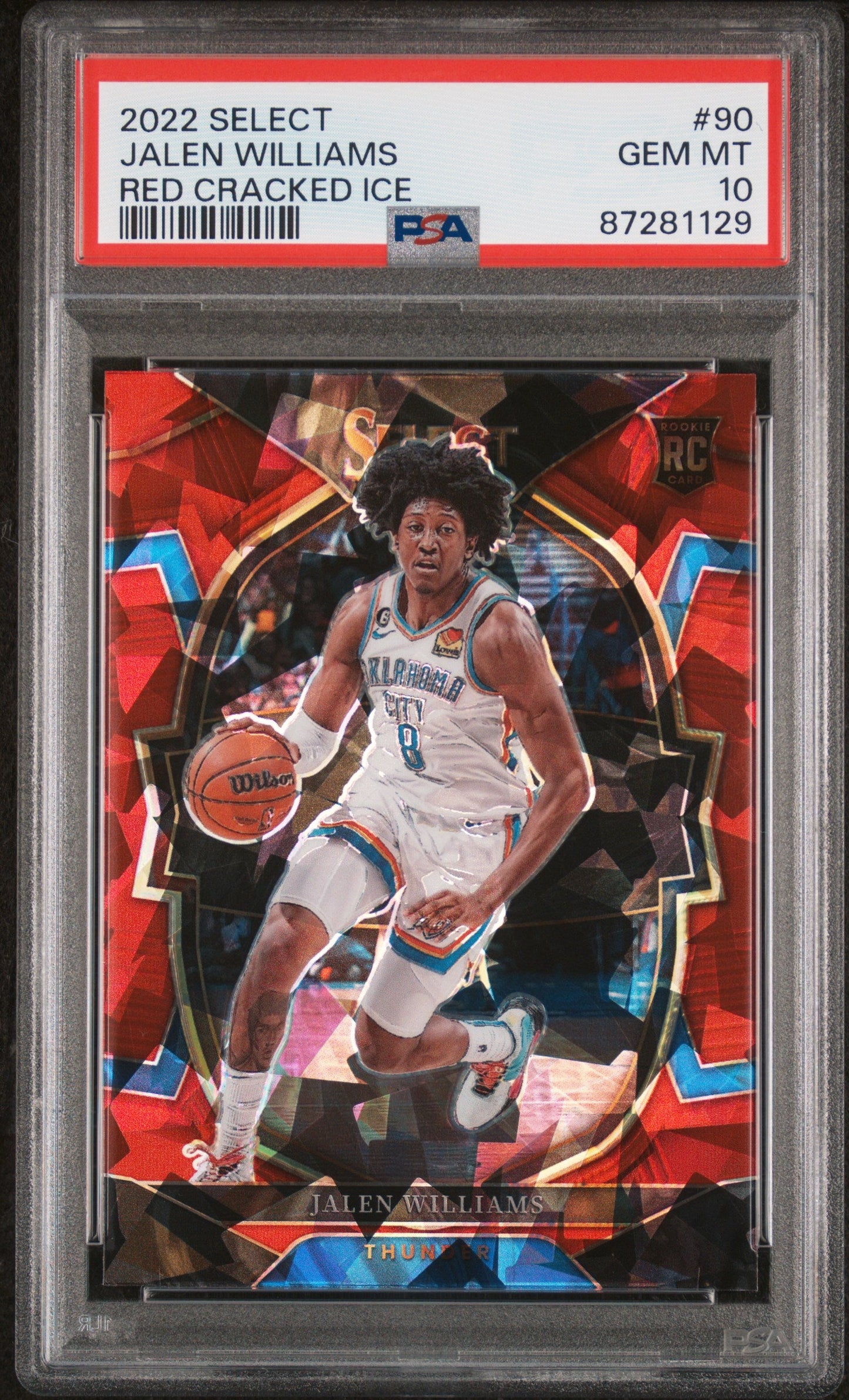 Graded 2022 Panini Select Jalen Williams #90 Red Cracked Ice Rookie RC Basketball Card PSA 10 Gem Mint