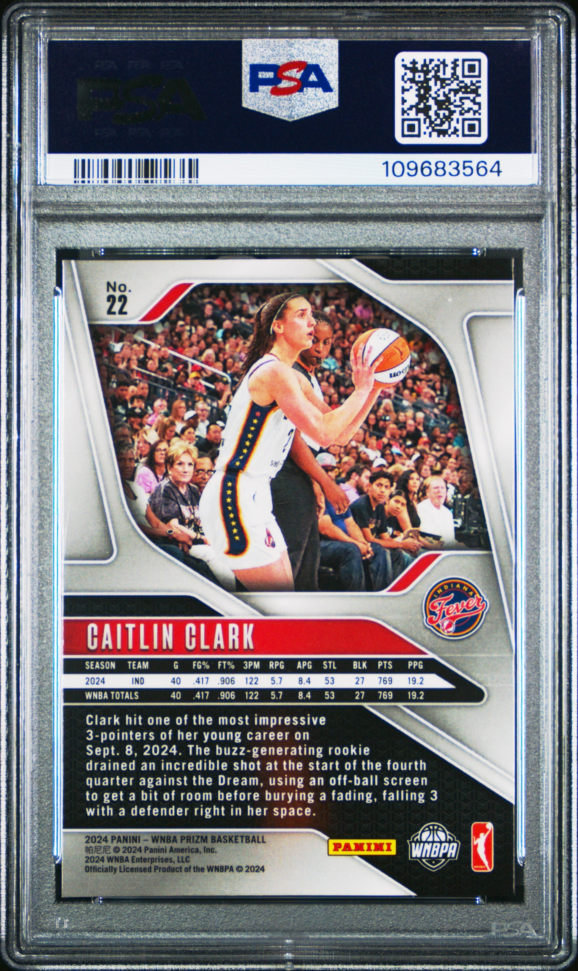 caitlin clark graded card Graded 2024 Panini Prizm Caitlin Clark #22 Rookie RC Basketball Card P