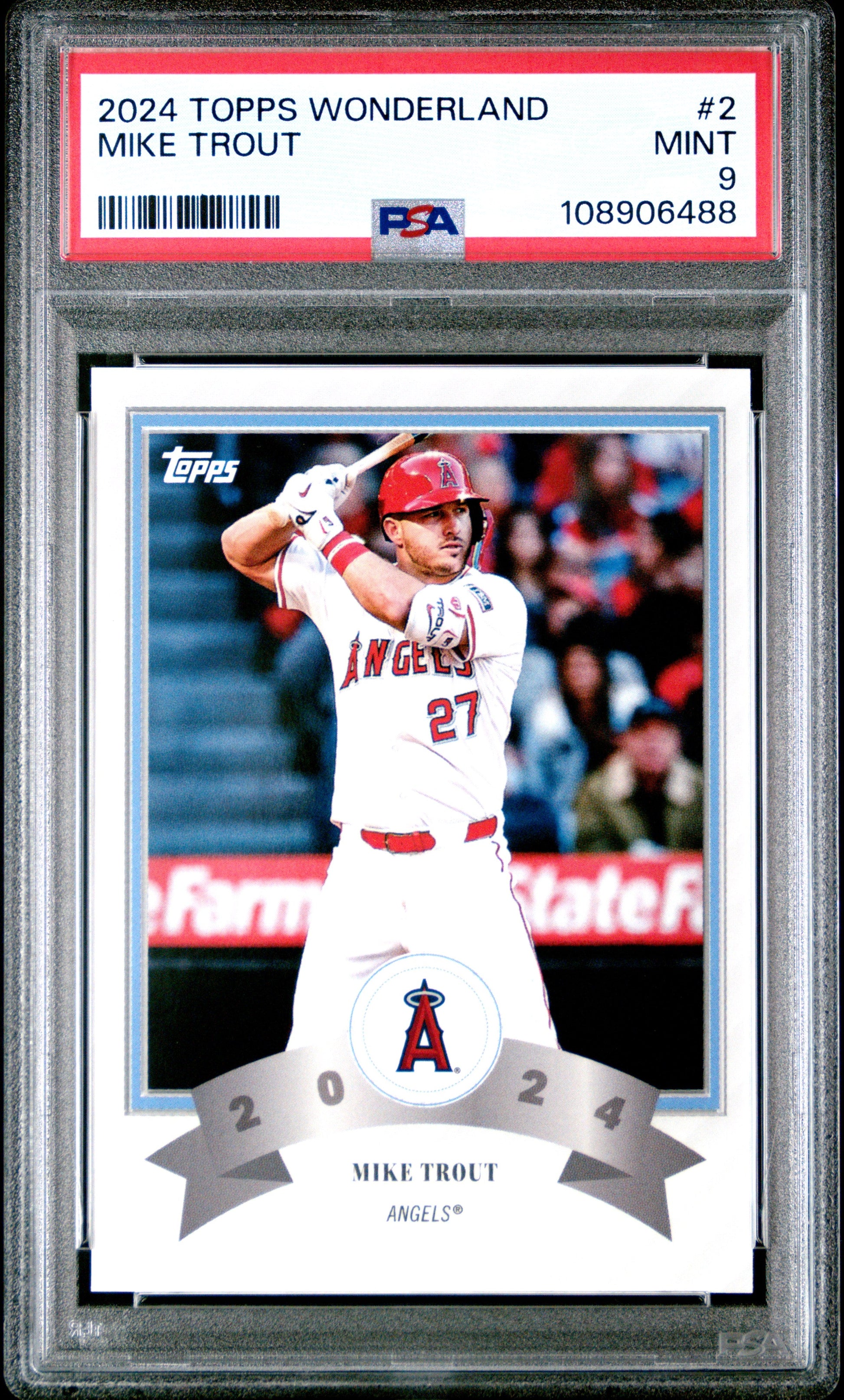 mike trout graded cards Graded 2024 Topps Wonderland Mike Trout #2 Baseball Card PSA 9 Mint