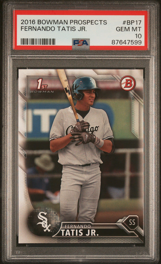 Graded 2016 Topps Bowman Prospects Fernando Tatis Jr. #BP17 Rookie RC Baseball Card PSA 10 Gem Mint