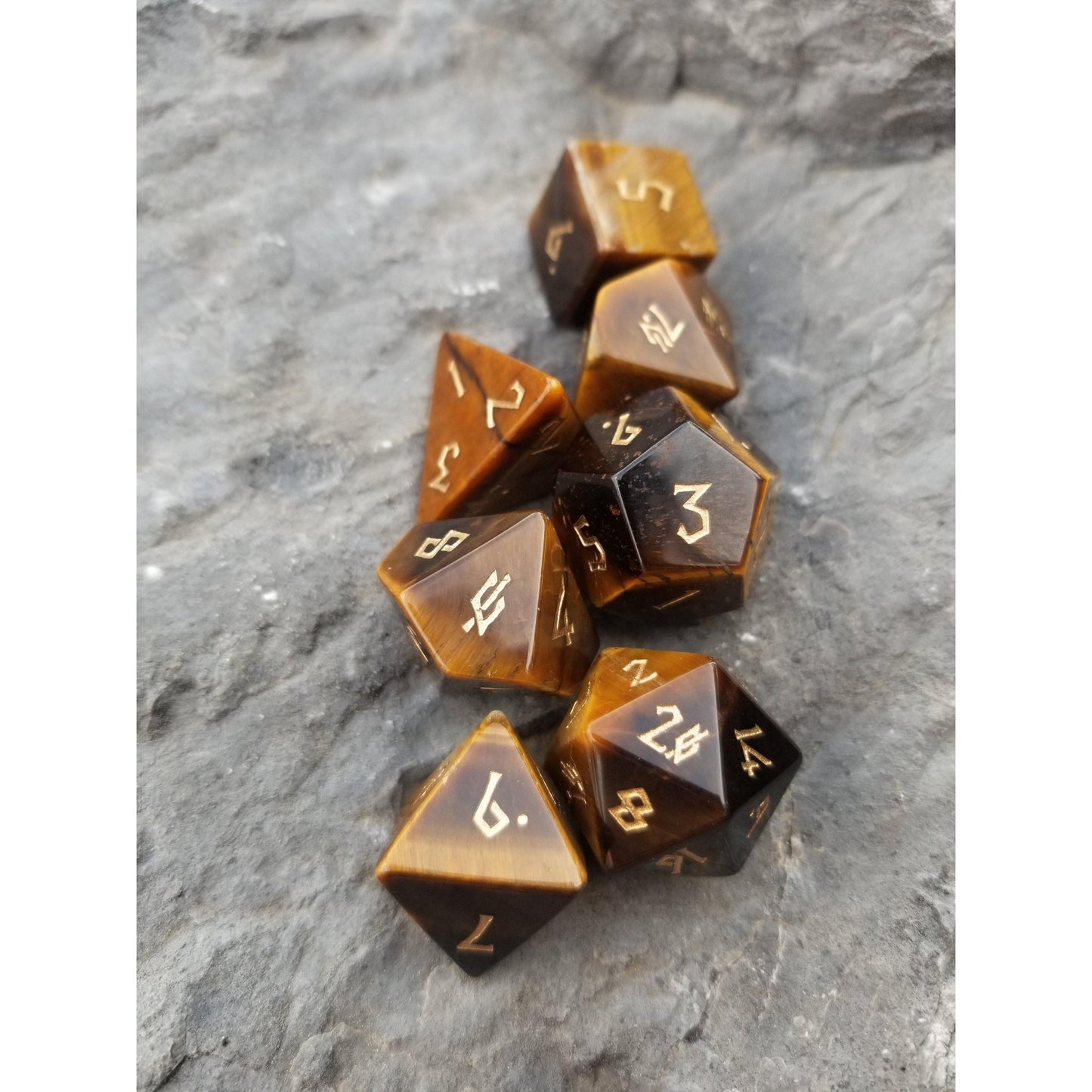 Yellow Tiger's Eye Stone Dice