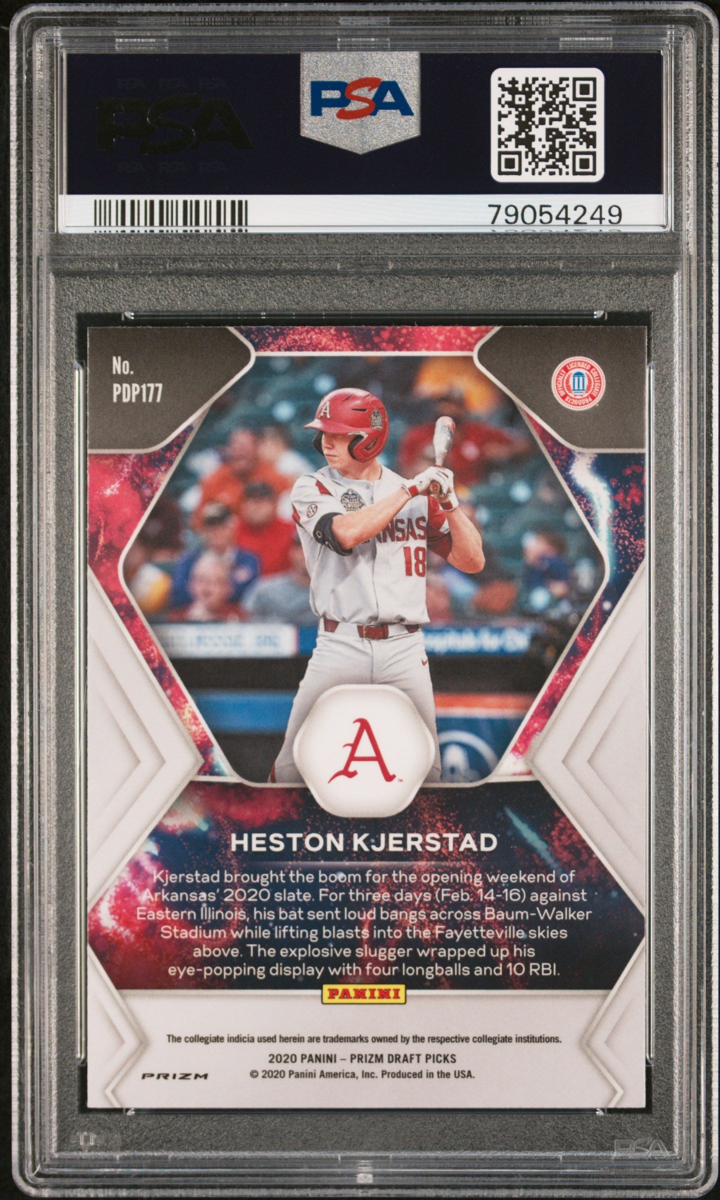 Graded 2020 Panini Prizm Draft Picks Heston Kjerstad #PDP177 Fireworks Silver Prizm Rookie RC Baseball Card PSA 10 Gem Mint