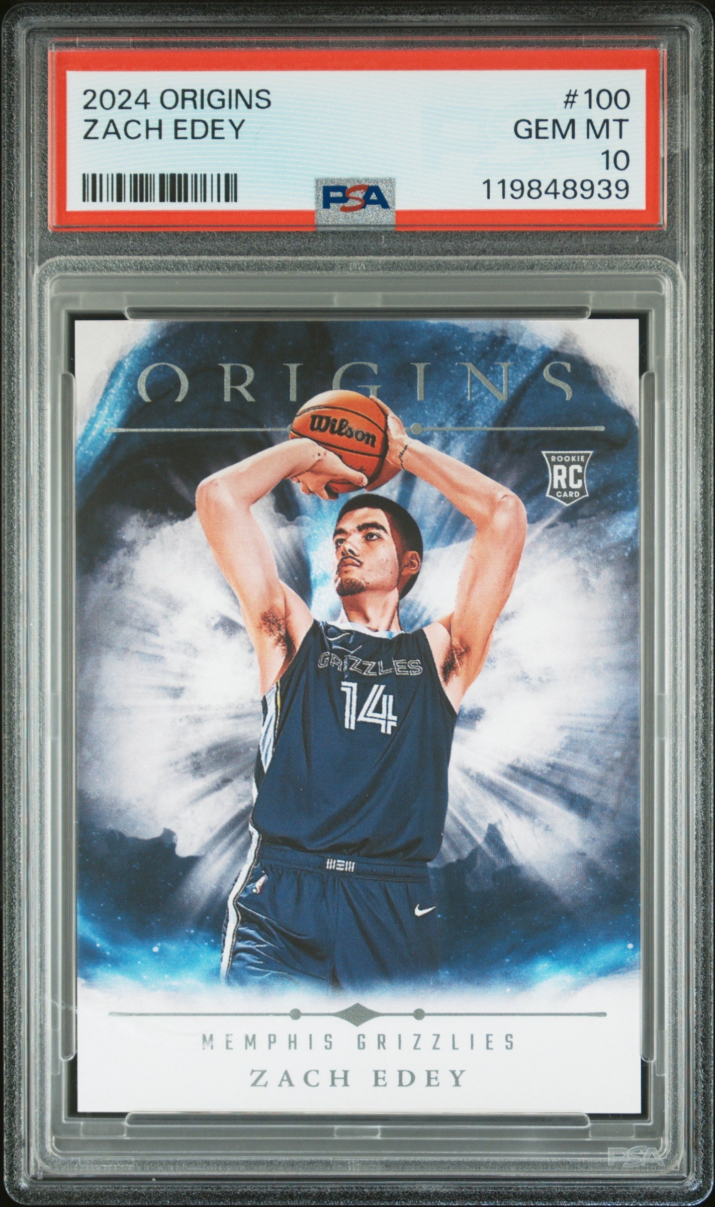Graded 2024 Panini Origins Zach Edey #100 Rookie RC Basketball Card PSA 10 Gem Mint