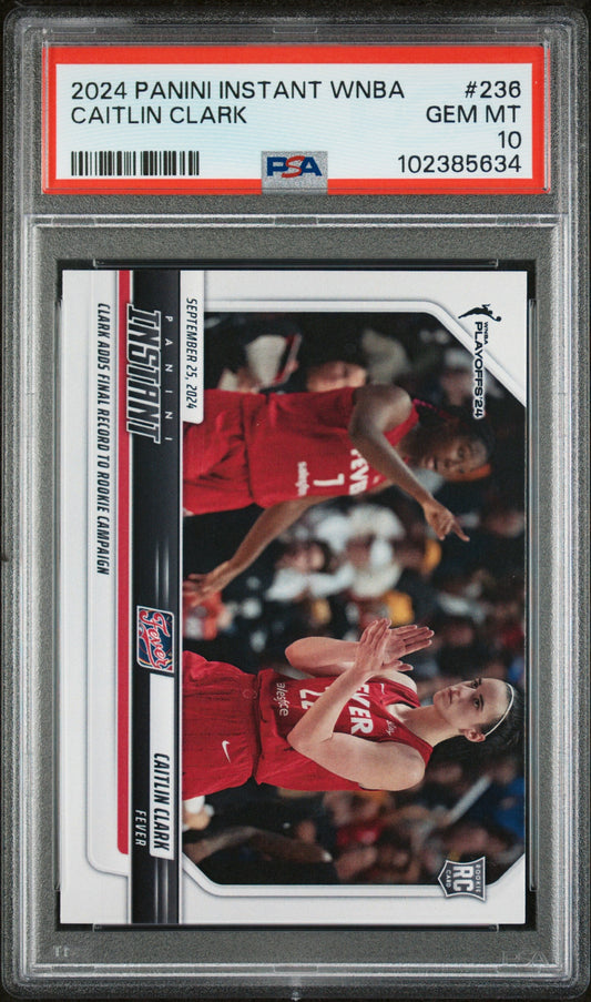 Graded 2024 Panini Instant WNBA Caitlin Clark #236 Rookie RC Basketball Card PSA 10 Gem Mint