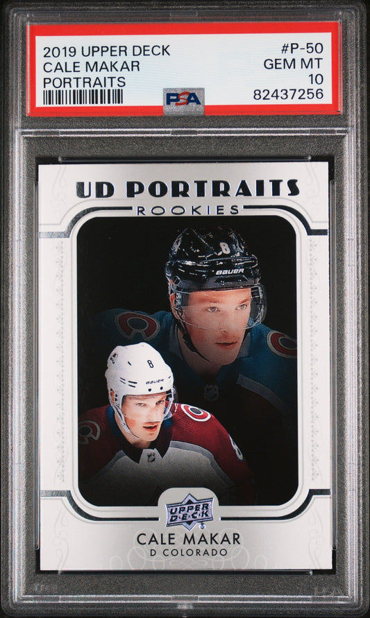 Graded 2019 Upper Deck Cale Makar #P50 Portraits Rookie RC Hockey Card PSA 10 Gem Mint