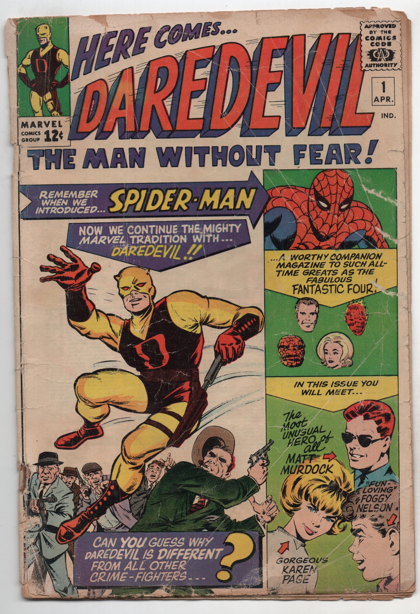 Daredevil #1 Marvel 1964 FR GD Stan Lee Steve Ditko Spider-Man Matt Murdock