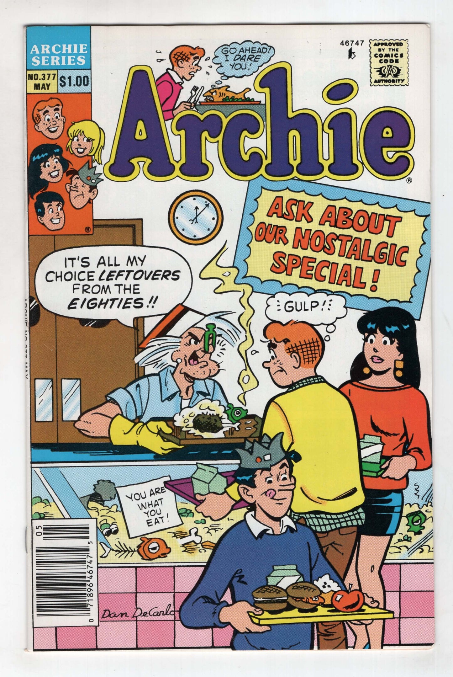 Archie 377 1989 NM- Dan DeCarlo Veronica Jughead Riverdale School Lunch