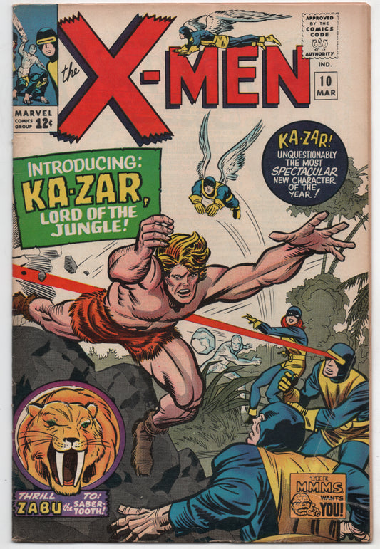 Uncanny X-Men 10 Marvel 1965 VG FN 1st Ka-Zar Jack Kirby Stan Lee