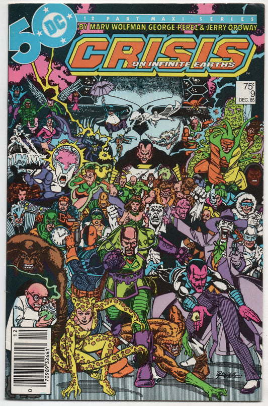 Crisis On Infinite Earths 9 DC 1985 VF George Perez Marv Wolfman Guy Gardner Newsstand