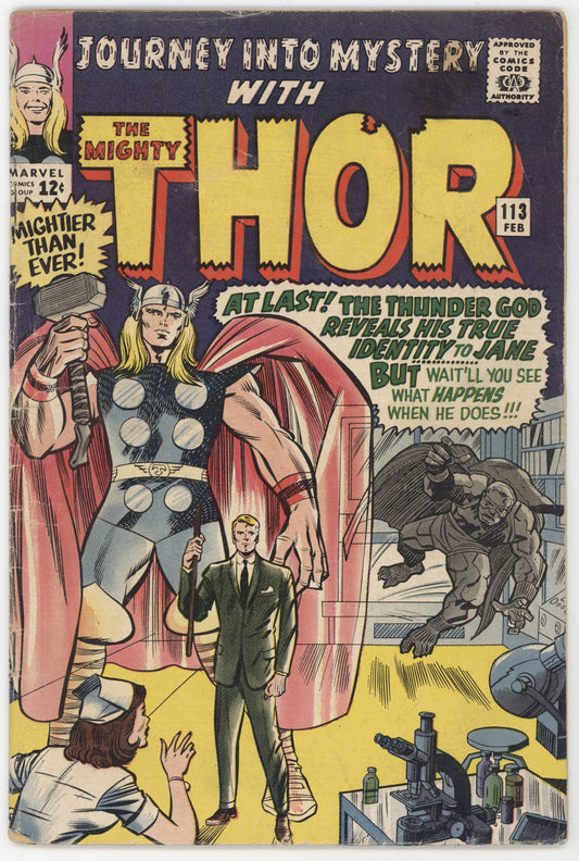 Journey Into Mystery 113 Marvel 1965 VG FN Mighty Thor Grey Gargoyle Loki Stan Lee