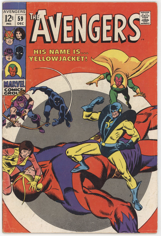 Avengers 59 Marvel 1968 FN Black Panther Hawkeye 1st Yellowjacket Wasp Vision