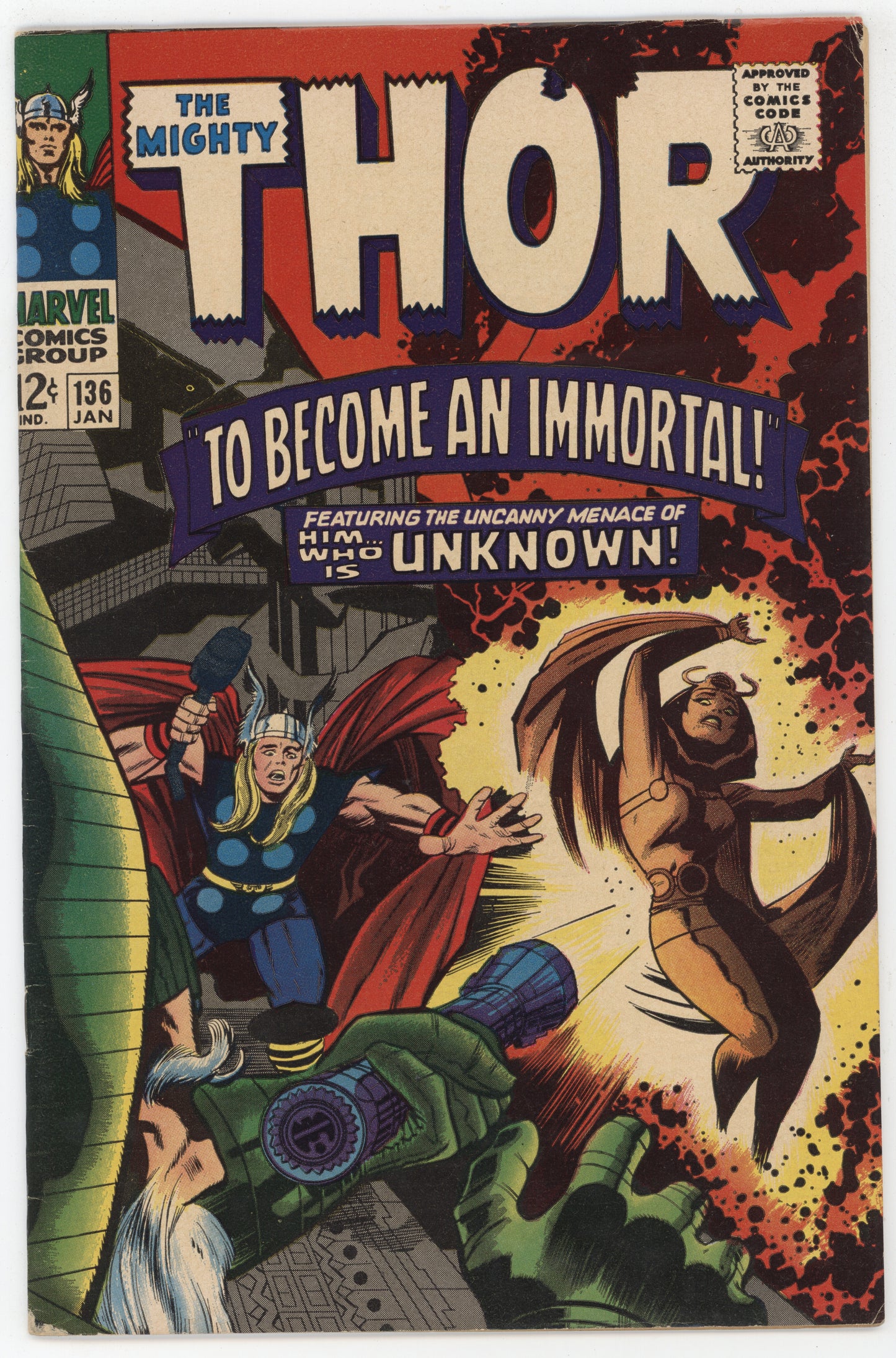 Mighty Thor 136 Marvel 1967 FN VF Stan Lee Jack Kirby Jane Foster Sif