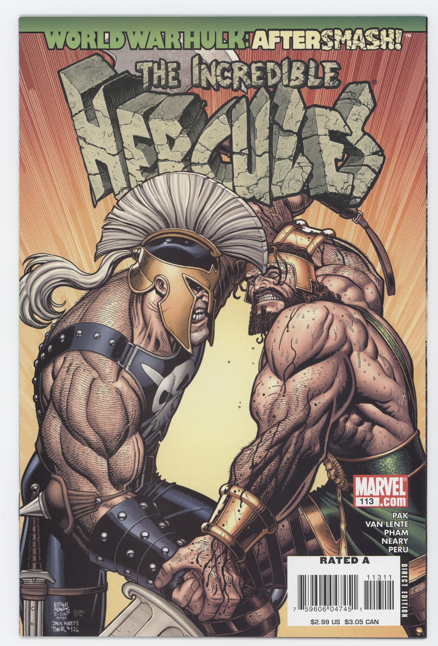Incredible Hercules 113 A Marvel 2008 NM Art Adams Ares World War Hulk