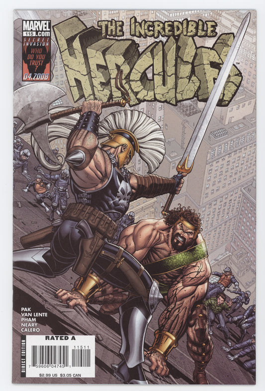 Incredible Hercules 115 A Marvel 2008 NM Art Adams Ares World War Hulk
