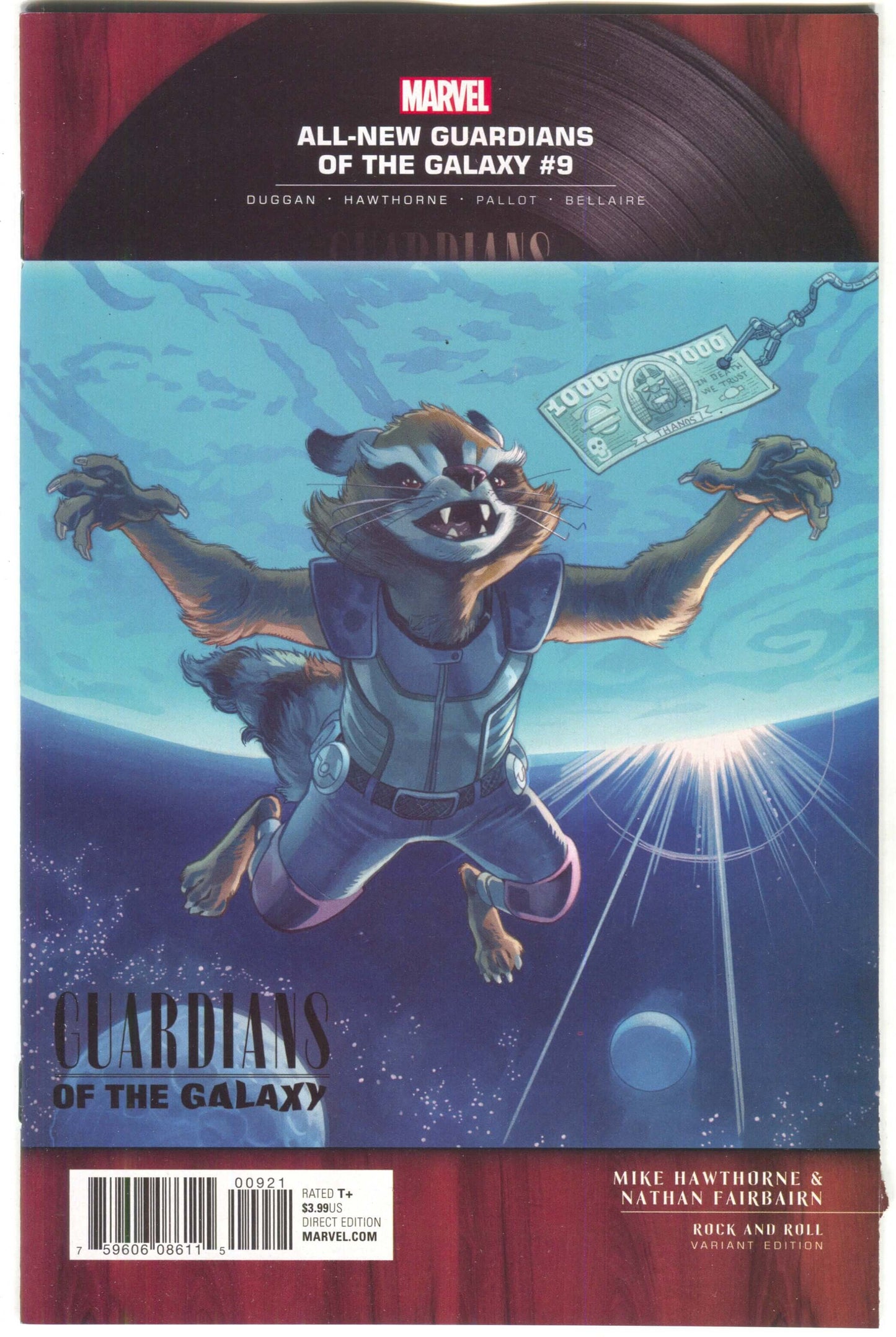 All New Guardians Of The Galaxy 9  B Marvel 2017 NM 1:5 Mike Hawthrone Nirvana Nevermind Variant