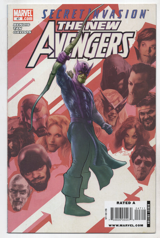New Avengers 47 Marvel 2009 NM Aleksi Briclot West Coast 1 Homage Secret Invasion