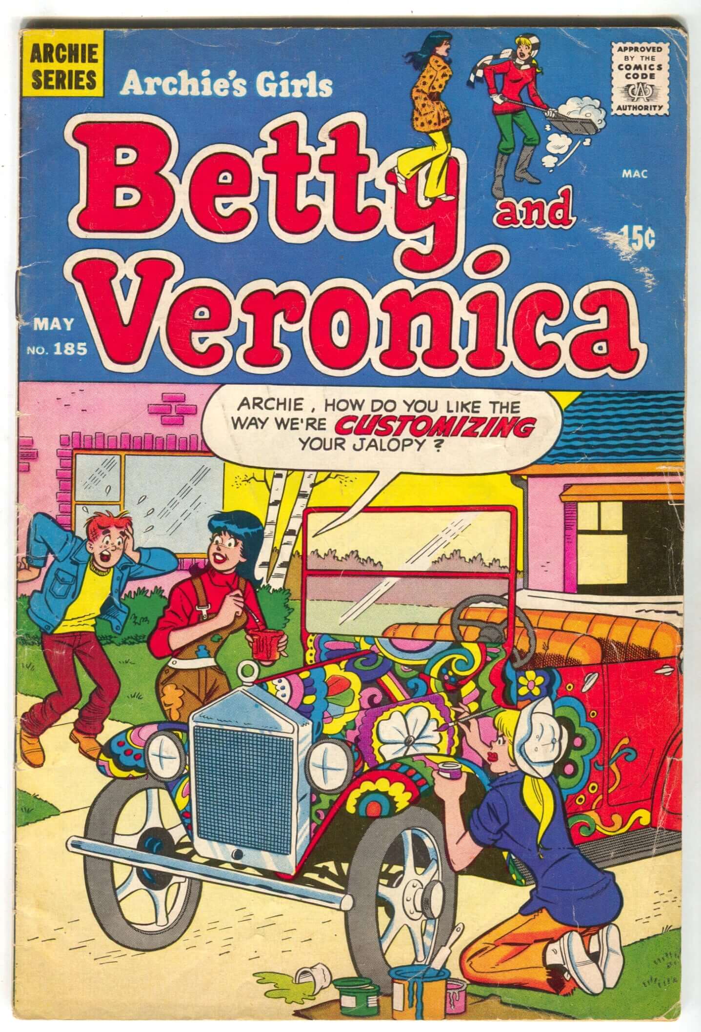 Archie's Girls Betty And Veronica 185 VG Psychedelic Hippie Car