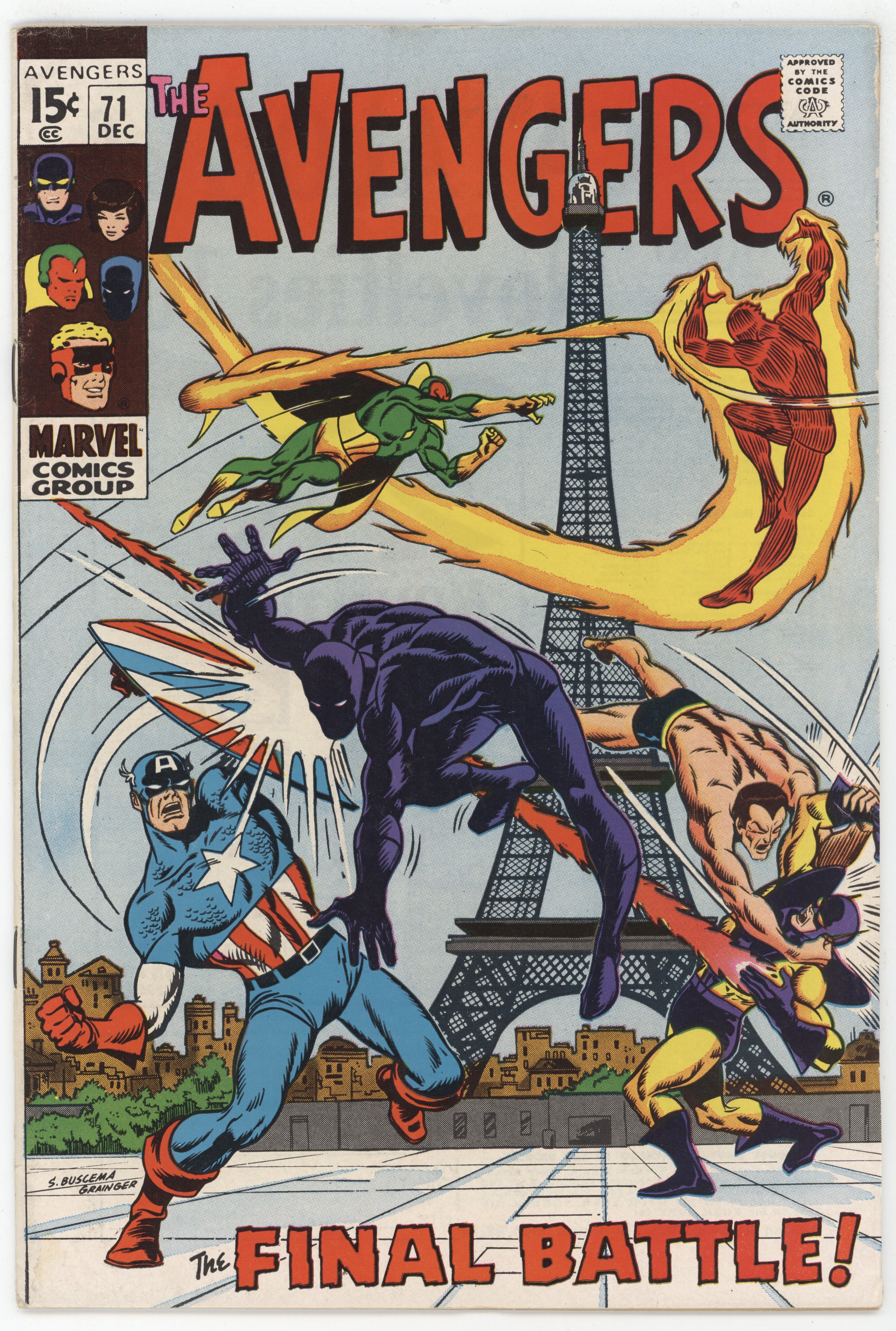 Avengers 71 Marvel 1969 FN Thor Captain America Iron Man 1st Invaders