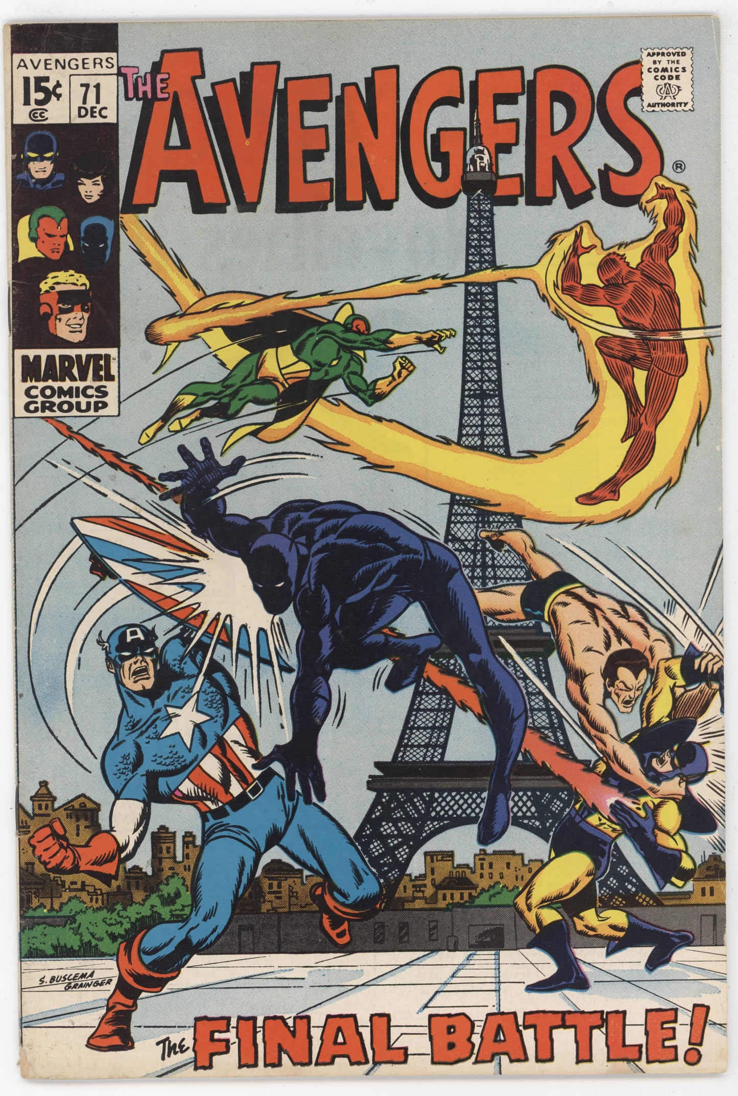 Avengers 71 Marvel 1969 VG FN Thor Captain America Iron Man 1st Invaders Paris