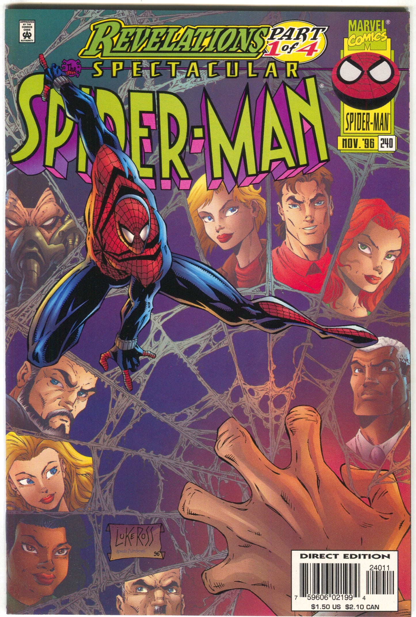 Spectacular Spider-Man 240 A Marvel 1996 NM Revelations 1 Luke Ross