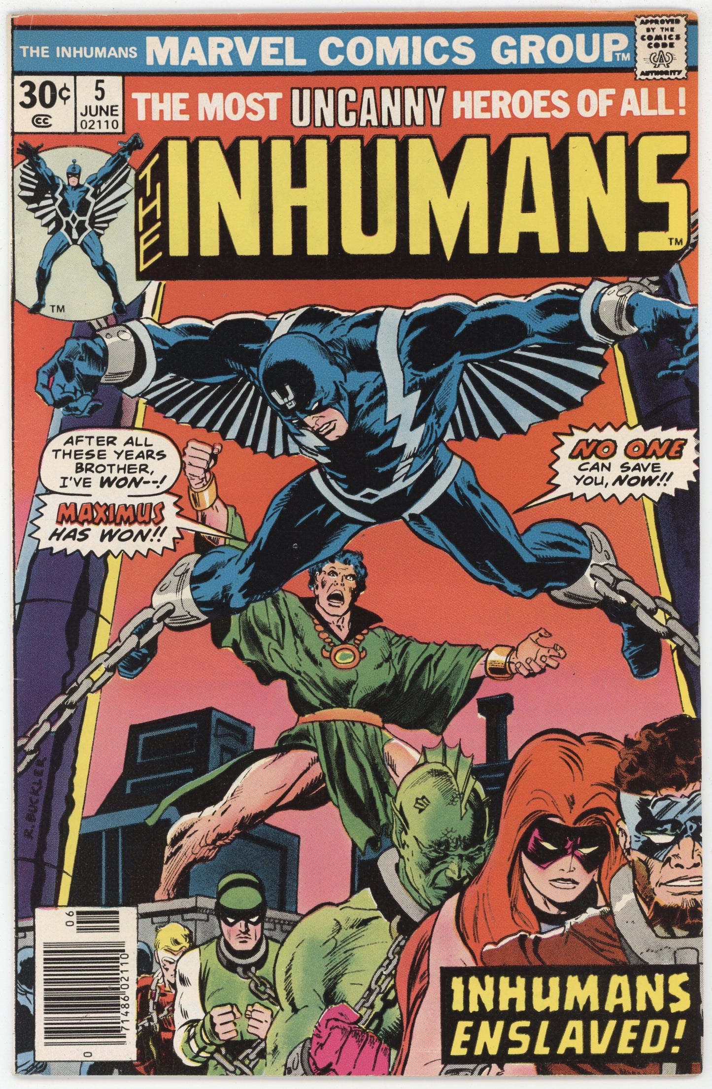 Inhumans 5 Marvel 1976 VF Rich Buckler Black Bolt Chain Bondage