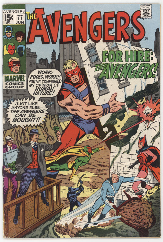 Avengers 77 Marvel 1970 FN Black Panther Scarlet Witch Vision Quicksilver