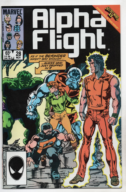 Alpha Flight 28 Marvel 1985 Secret Wars II Hulk Beyonder John Byrne