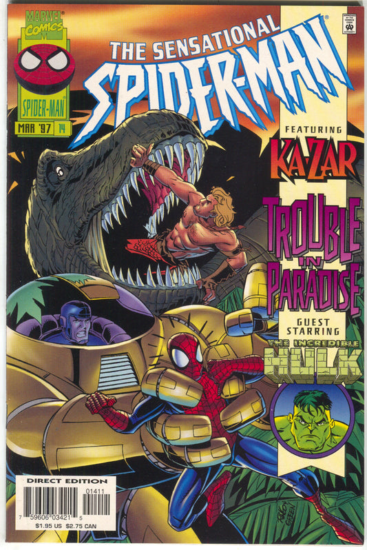 Sensational Spider-Man 14 Marvel 1997 NM Savage Land Ka-Zar Shanna Hulk