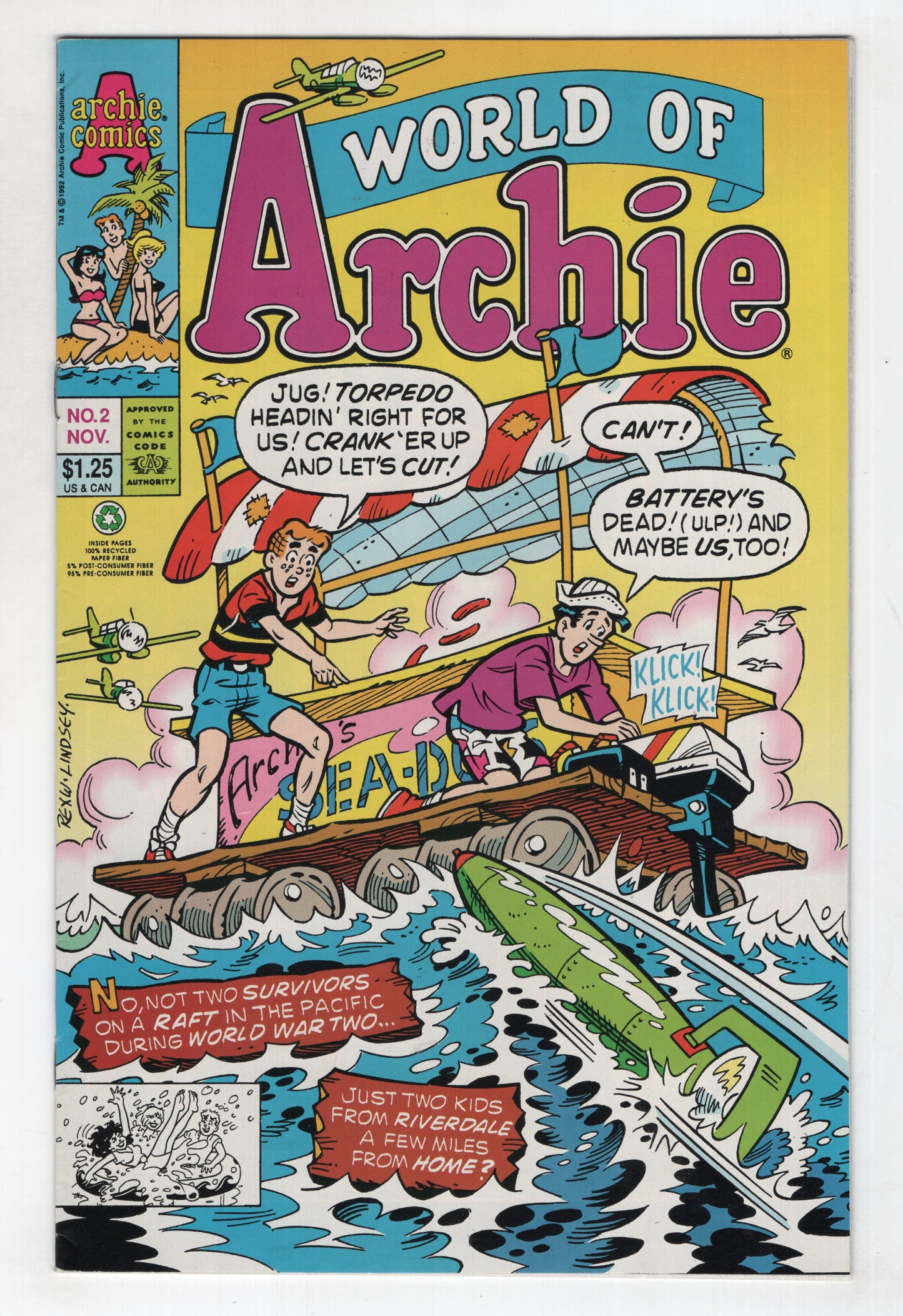World Of Archie 2 1992 VF Jughead Raft WWII Torpedo Betty Verconia Bikini