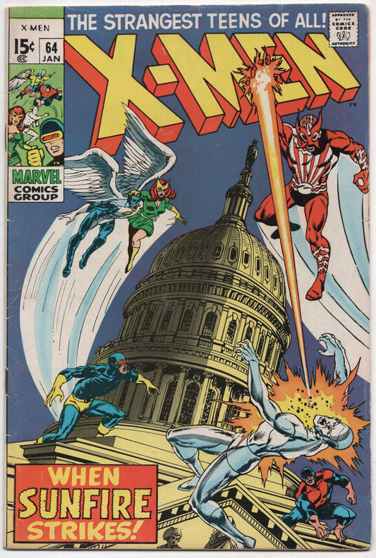 Uncanny X-Men 64 Marvel 1970 FN 1st Sunfire Capitol Building Sal Buscema