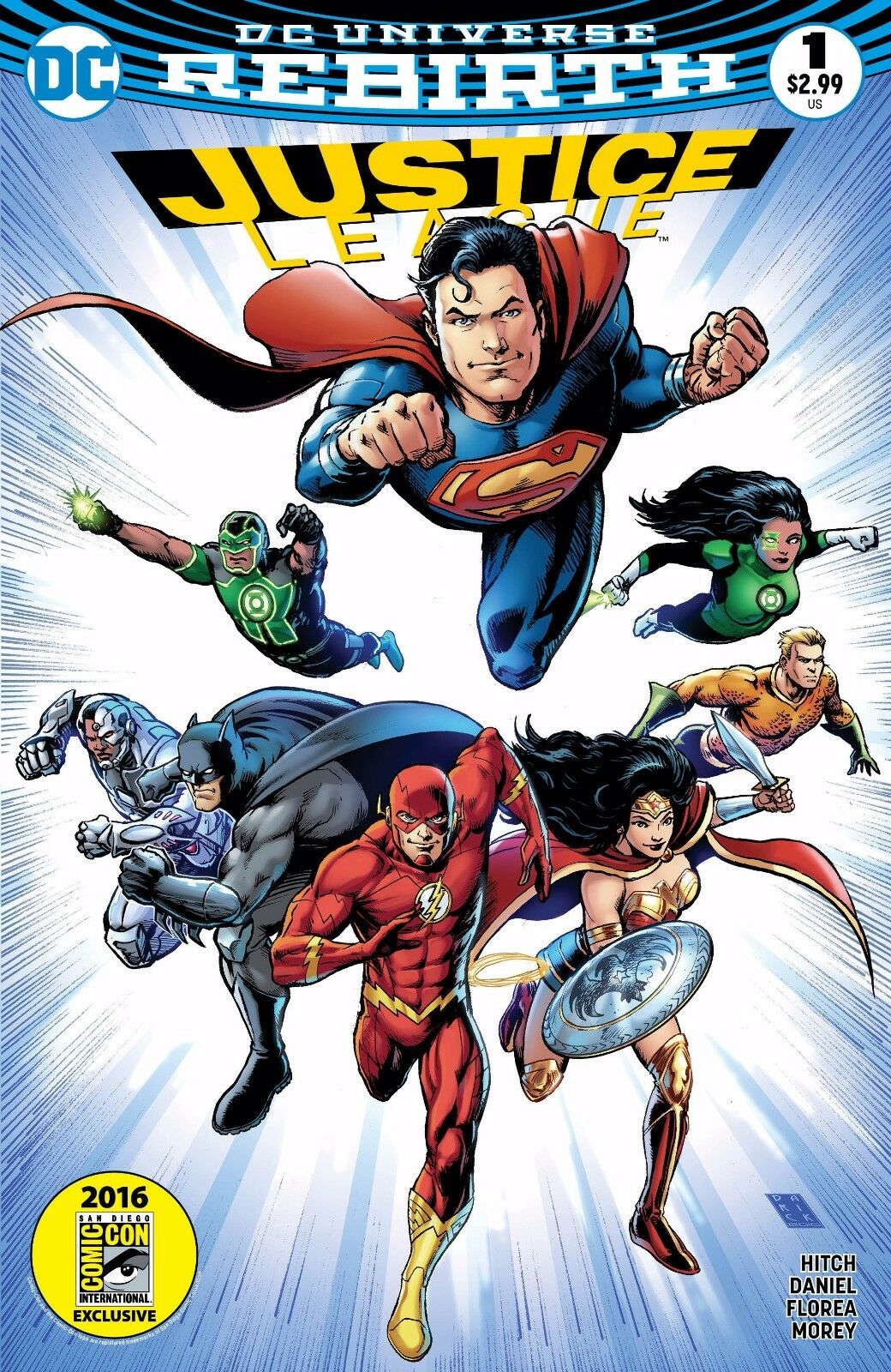 Justice League 1 NM DC Rebirth Darick Robertson Golden Apple SDCC Variant 2016