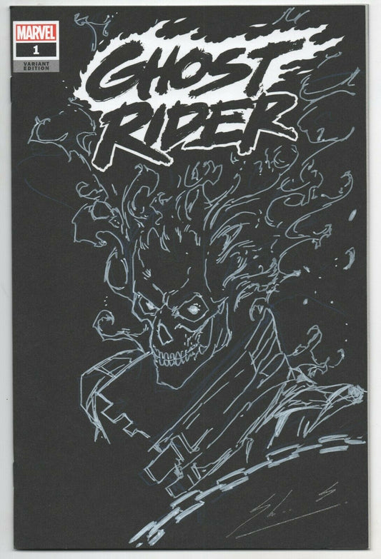 Ghost Rider 1 Marvel 2019 Black Blank Signed Sketch Skan Srisuwan Variant E