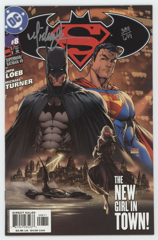 Superman Batman 8 DC 2004 NM Dynamic Forces DF Signed Michael Turner COA