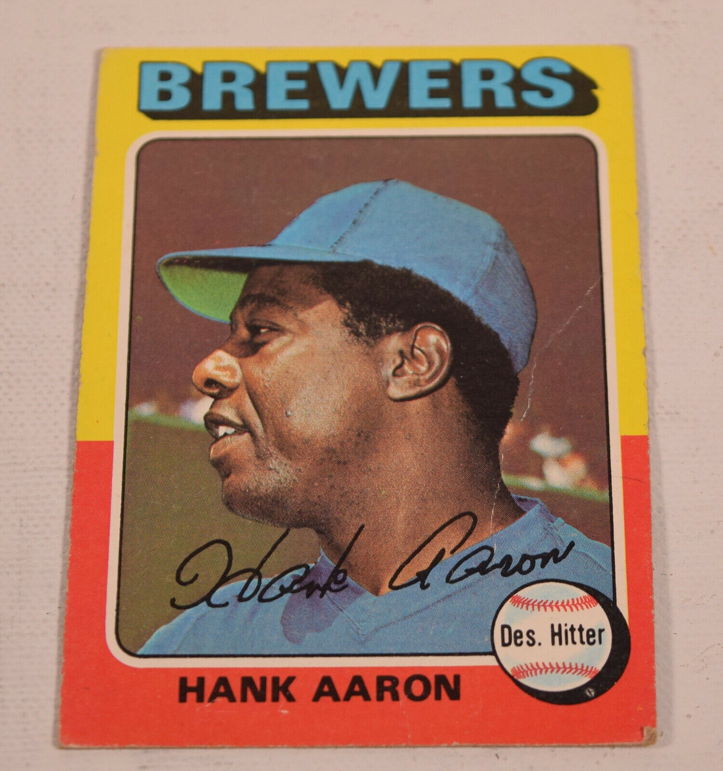 Hank Aaron Topps 1975 Baseball Card 660 Milwaukee Brewers HOF