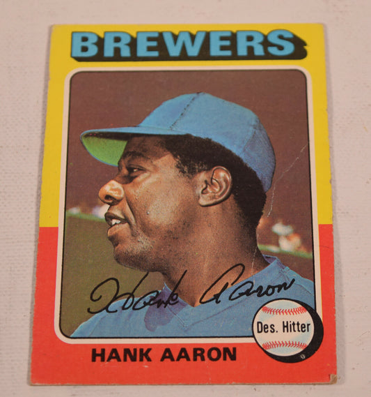 Hank Aaron Topps 1975 Baseball Card 660 Milwaukee Brewers HOF